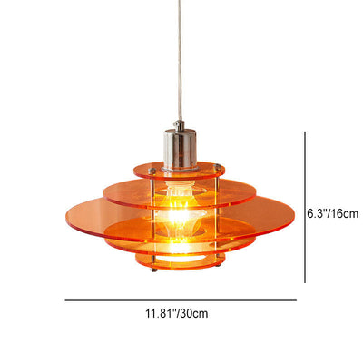 Modern Minimalist Round Flying Saucer Hardware Acrylic 1-Light Pendant Light For Living Room