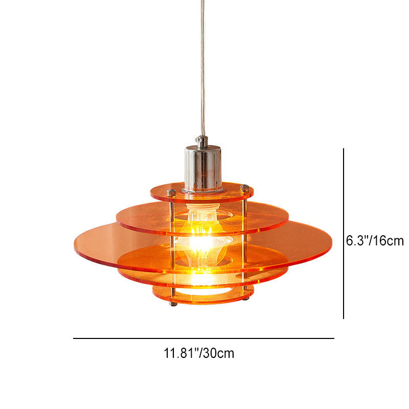 Modern Minimalist Round Flying Saucer Hardware Acrylic 1-Light Pendant Light For Living Room