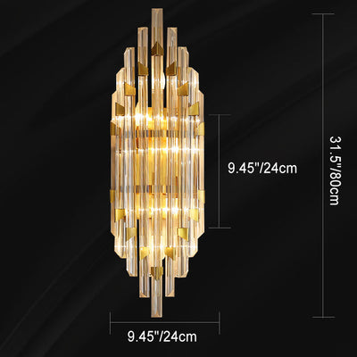 Contemporary Luxury Stripe Hardware Crystal 2/4 Light Wall Sconce Lamp For Living Room