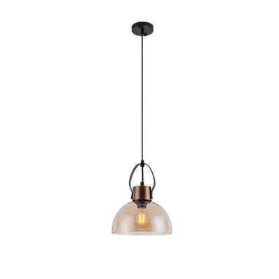 Industrial Minimalist Wrought Iron Glass 1-Light Pendant Light