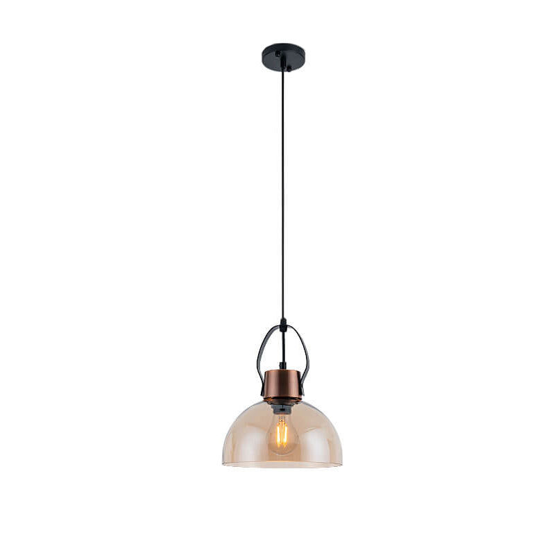 Industrial Minimalist Wrought Iron Glass 1-Light Pendant Light