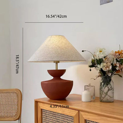 Lampe de table à 1 lumière à base ronde en résine avec abat-jour en tissu de transition moderne pour le bureau à domicile 