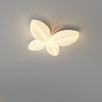 Modern Art Deco Butterfly Design Iron PE LED Flush Mount Ceiling Light For Bedroom