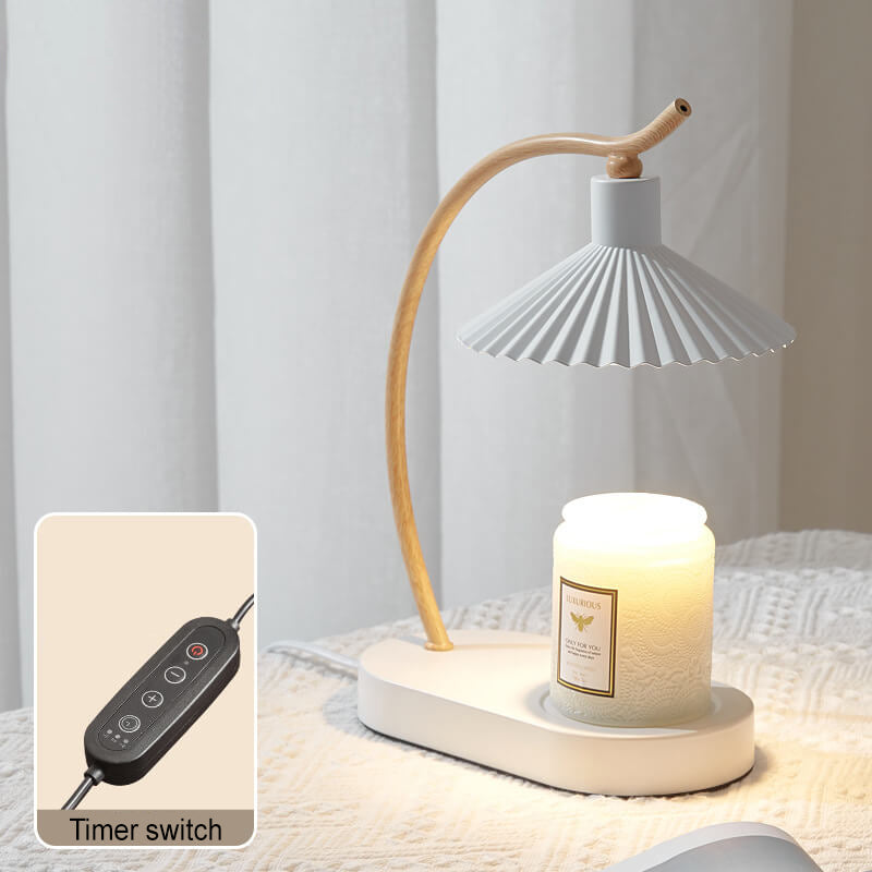 Modern Creative Iron Umbrella Shape Arc Imitation Wood Grain Lamp Arm 1-Light Melting Wax Table Lamp