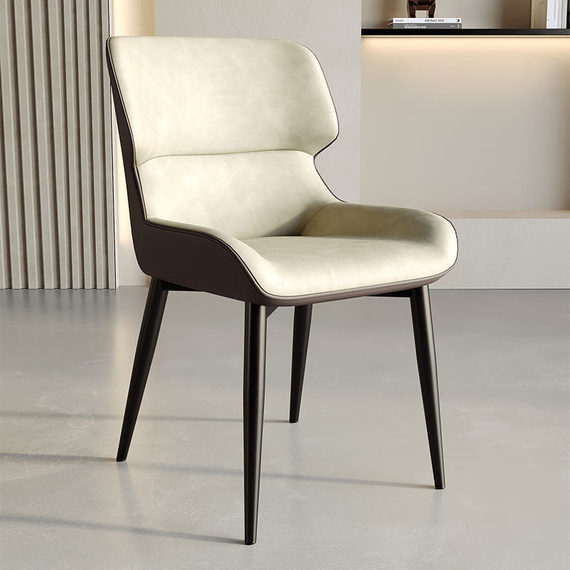 Contemporary Luxury Square PU Leather Upholstered Dining Chair Backrest For Dining Room