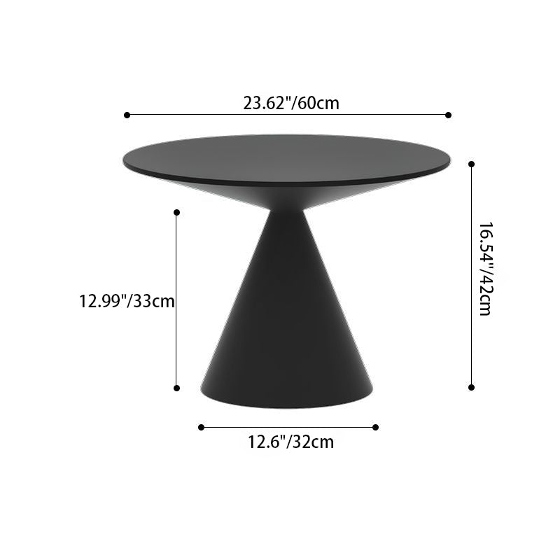 Modern Minimalist Round Cone Aluminum Metal End Table 1-Tier For Living Room