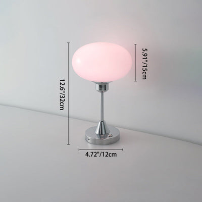 Modern Minimalist Round Ball Oval Disc Base Glass Iron 1-Light Table Lamp For Bedroom