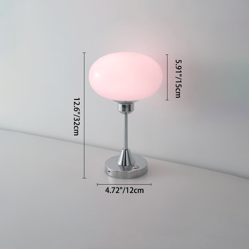 Modern Minimalist Round Ball Oval Disc Base Glass Iron 1-Light Table Lamp For Bedroom