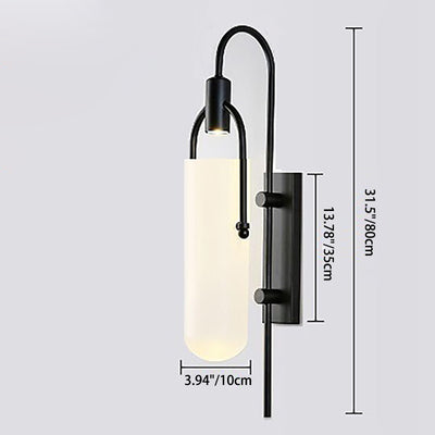 Modern Mid-century Cylinder Strip Iron Glass 1-Light Wall Sconce Lamp For Hallway