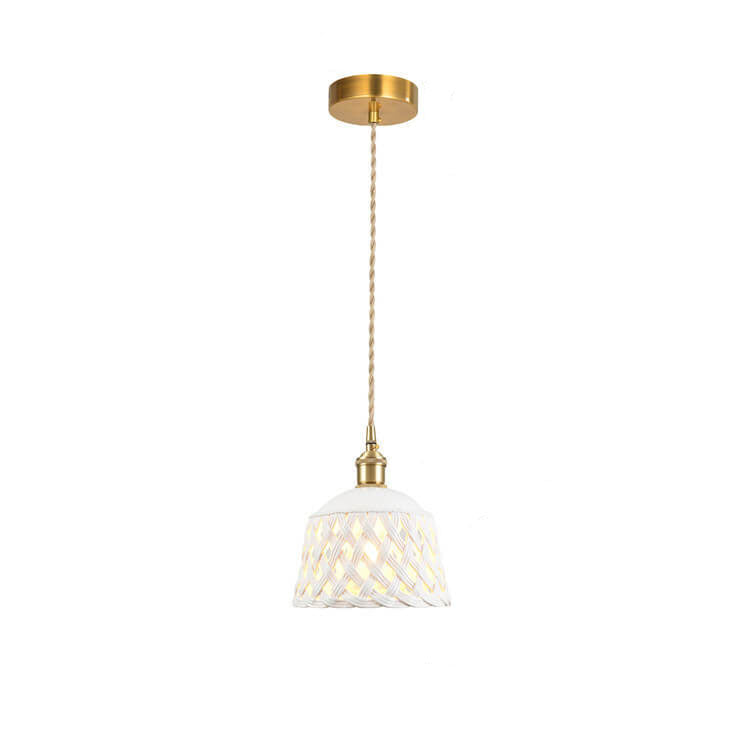 Nordic Minimalist Ceramic Hollow Design Dome Brass 1-Light Pendant Light