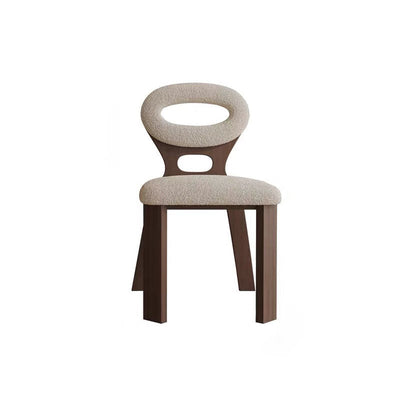 Contemporary Nordic Oval Hollowed Out Lambswool Wood Dining Chair Backrest For Dining Room