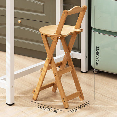 Modern Minimalist Round Square Bamboo Bar Stool Backrest Armless For Dining Room