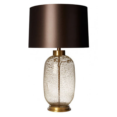 Contemporary Luxury Round Vase Base Glass Fabric 1-Light Table Lamp For Bedroom