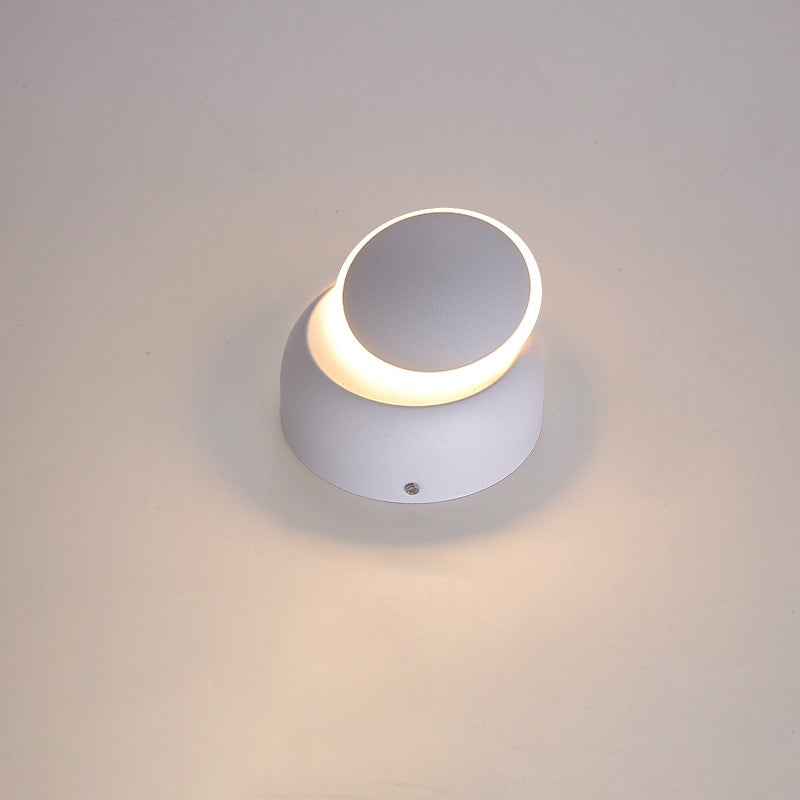 Modern Minimalist Round Rotatable Aluminum PC LED Wall Sconce Lamp For Bedroom