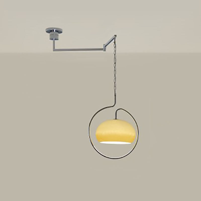 Modern Minimalist Cream Round Circle Iron Glass 1-Light Pendant Light For Living Room