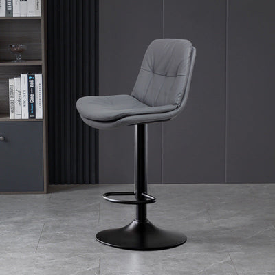 Contemporary Nordic Round Base Rectangle Cushion Leather Foam Metal Frame Bar Stool Backrest For Dining Room