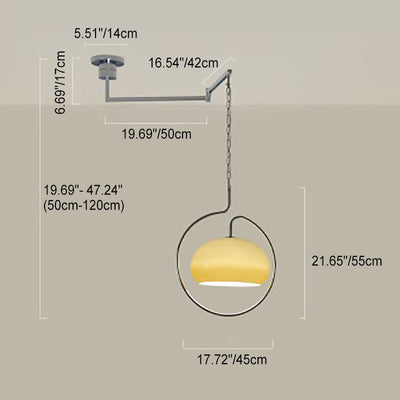 Modern Minimalist Cream Round Circle Iron Glass 1-Light Pendant Light For Living Room