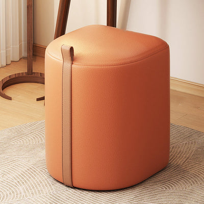 Contemporary Nordic Leather Cylinder Vanity Stool For Bedroom