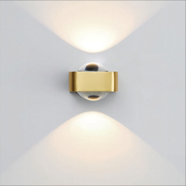 Modern Minimalist Rectangle Lens Stainless Steel Copper Glass LED Wall Sconce Lamp For Living Room