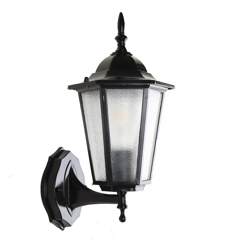 Contemporary Industrial Hexagonal Aluminum Frame Frosted Glass 1-Light Outdoor Wall Sconce Lamp For Garden