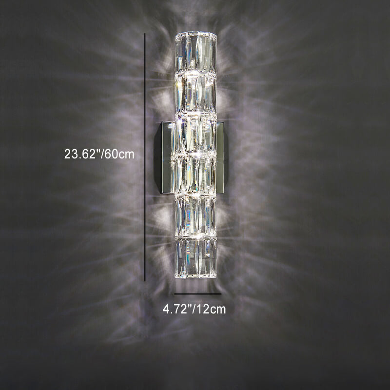 Modern Luxury Silver Crystal Column 3/4/6 Light Wall Sconce Lamp