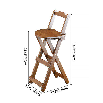 Contemporary Simplicity Bamboo X-Shaped Legs Foldable Bar Stool Low Back Footrest For Dining Room