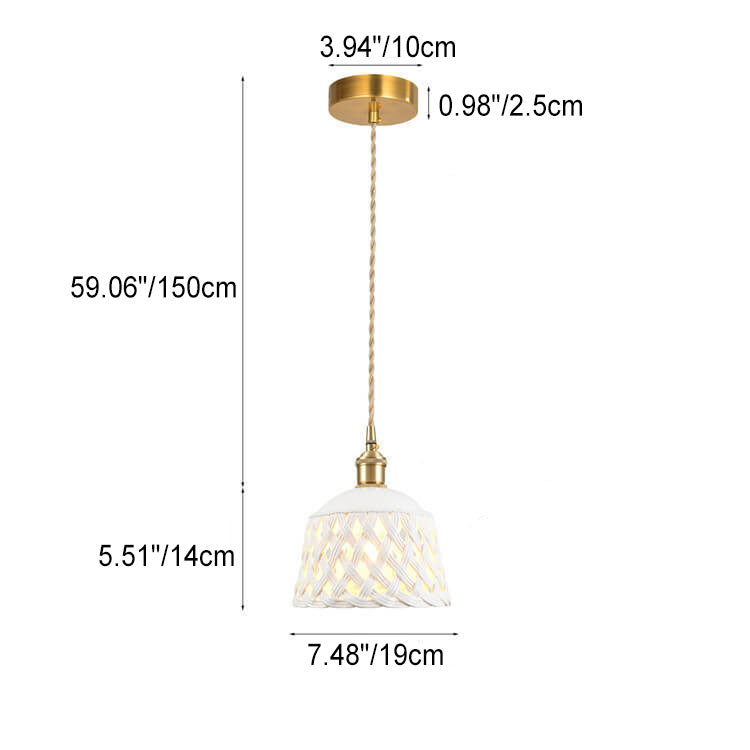 Nordic Minimalist Ceramic Hollow Design Dome Brass 1-Light Pendant Light