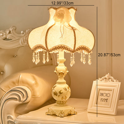 Traditional European Vase Base Resin Fabric 1-Light Table Lamp For Bedroom