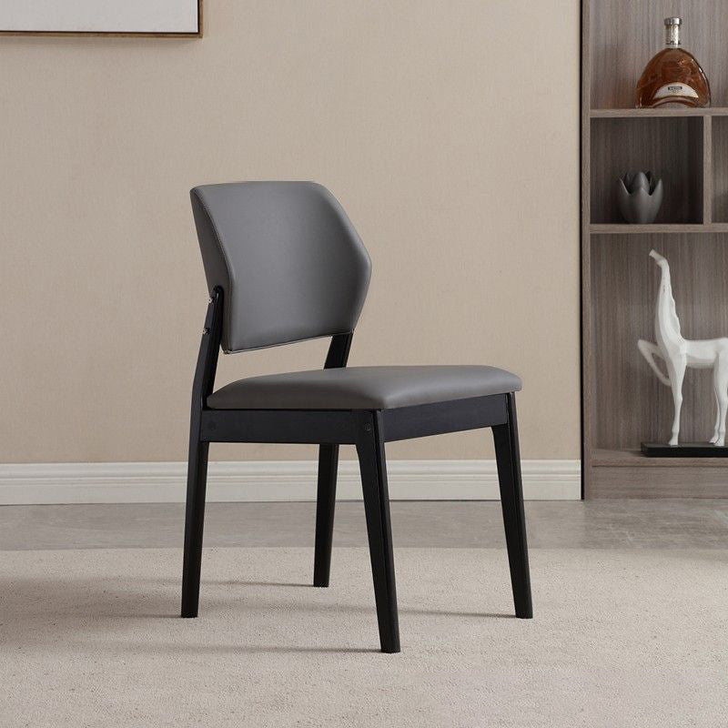 Contemporary Nordic Faux Leather Upholstered Dining Chair Open Back Armless For Dining Room