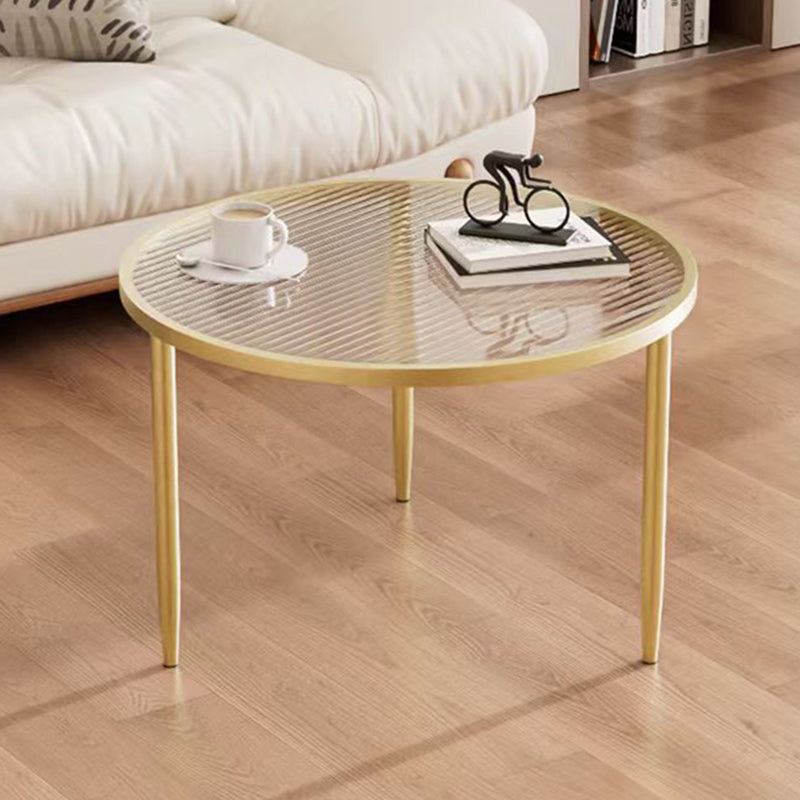 Modern Minimalist Round Glass Metal Coffee Table For Living Room