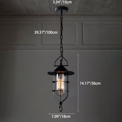 Contemporary Industrial Iron Glass Round 1-Light Pendant Light For Dining Room