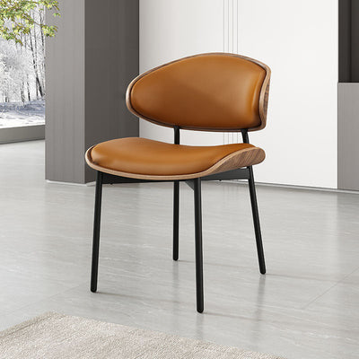 Modern Luxury Loop Curved Back Microfiber Leather Carbon Steel Dining Chair Backrest For Dining Room