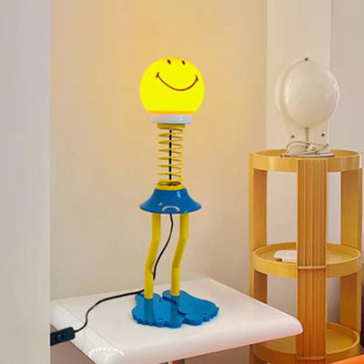 Contemporary Creative Smiley Spring Hardware PVC 1-Light Standing Floor Lamp For Living Room