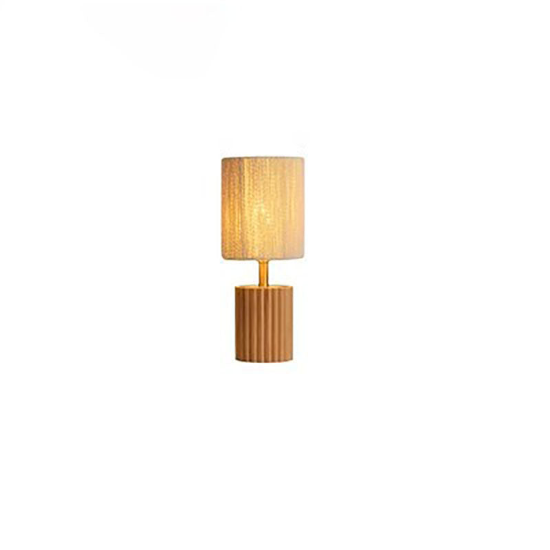 Traditional Japanese Column Wood Paper Rope 1-Light Table Lamp For Living Room