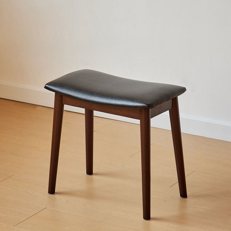 Modern Minimalist Rectangular Soft Leather Wood Vanity Stool For Bedroom