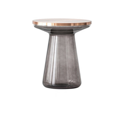 Modern Minimalist Round Cone Hardware Glass Coffee Table For Living Room