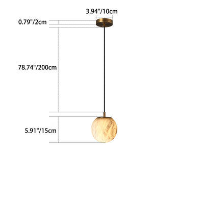 Modern Minimalist Round Ball Copper Stone 1-Light Pendant Light For Living Room