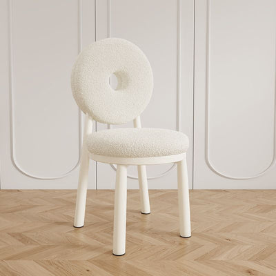 Contemporary Nordic Lambswool Carbon Steel Sponge Round Dining Chair Backrest For Dining Room