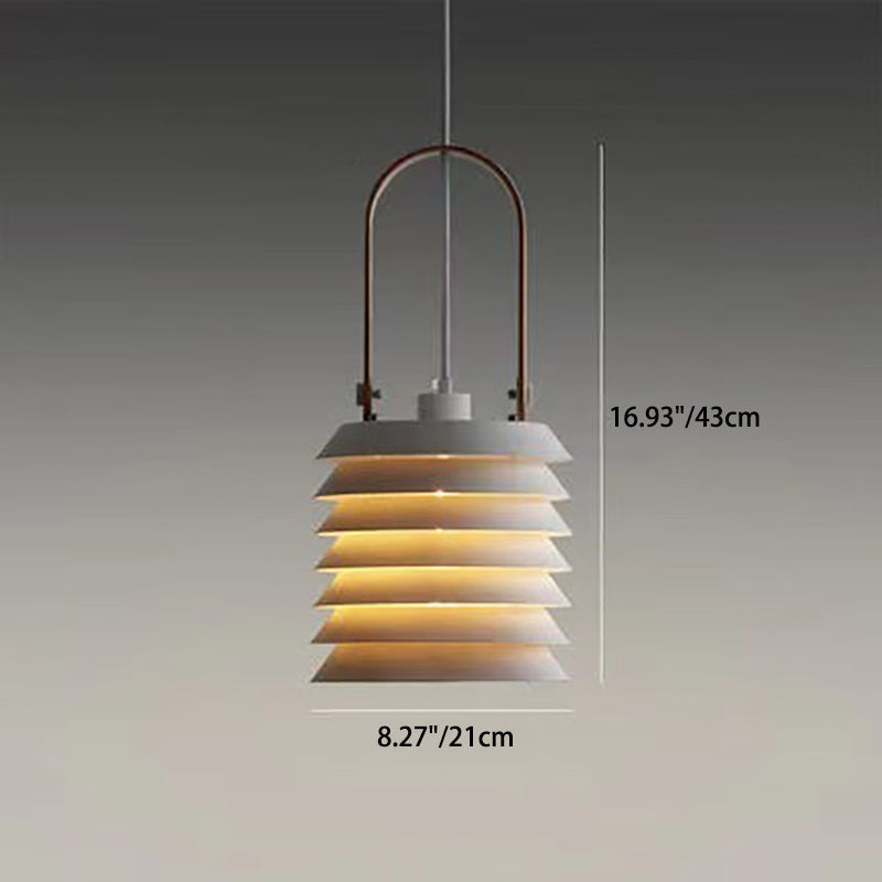 Traditional Japanese Cylinder Iron Metal 1-Light Pendant Light For Bedroom