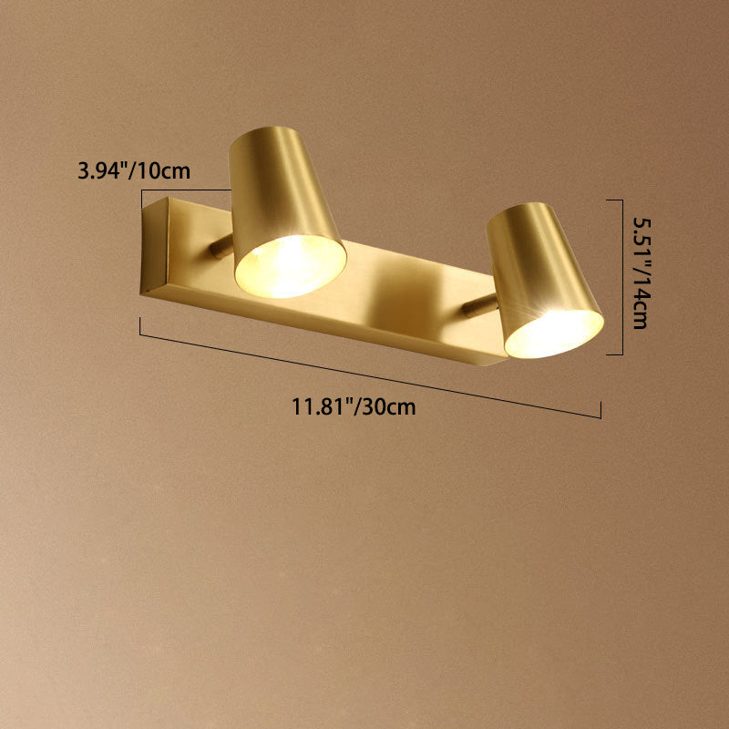 Modern Luxury Full Copper Semi-Conical 1/2/3-Light Vanity Mirror Front Wall Sconce Lamp For Bedroom