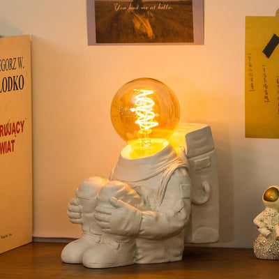 Contemporary Creative Astronaut Resin Glass 1-Light Table Lamp For Bedroom