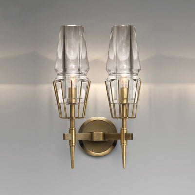 Contemporary Retro Iron Glass Cylinder 1/2 Light Wall Sconce Lamp For Hallway