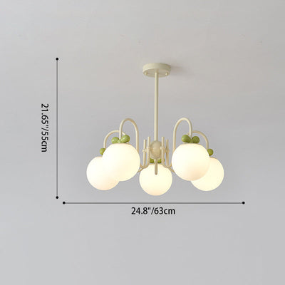 Modern Minimalist Cream Bow Round Ball Hardware Glass 4/5/6/8 Light Chandelier For Living Room