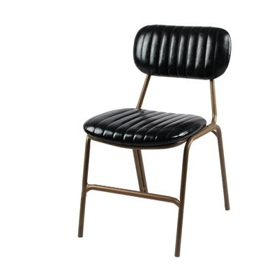 Contemporary Industrial Leather Iron Square Elliptical Stripe Dining Chair Backrest Footrest For Dining Room