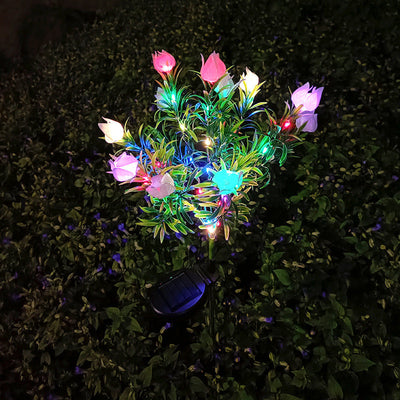 Contemporary Creative Waterproof Imitation Gardenia LED Solar Lawn Insert Light For Outdoor Patio