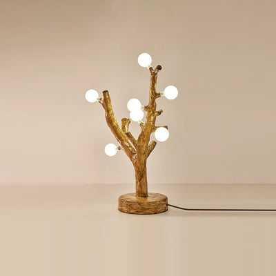 Traditional Japanese Twig Orb Resin Hardware Glass 3/7/8/12/16 Light Table Lamp For Bedroom