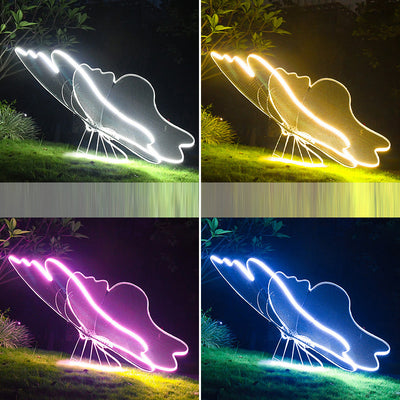 Modern Art Deco Waterproof Fiberglass Butterfly LED Landscape Lighting Outdoor Light For Garden