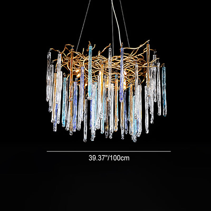 Contemporary Luxury Crystal Branch Glass Aluminum Iron 6/8/10 Light Chandelier For Bedroom