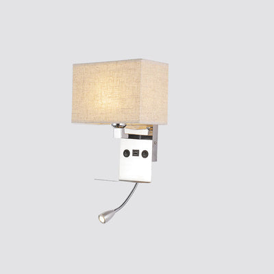 Modern Minimalist Fabric Square Spotlight 2-Light Wall Sconce Lamp For Bedroom