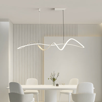 Modern Minimalist Aluminum Spiral Strip LED Island Light Pendant Light For Living Room